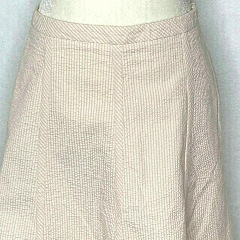 Banana Republic A Line Skirt 2 Pink White Stripe Textured Fabric Side Zip Lined